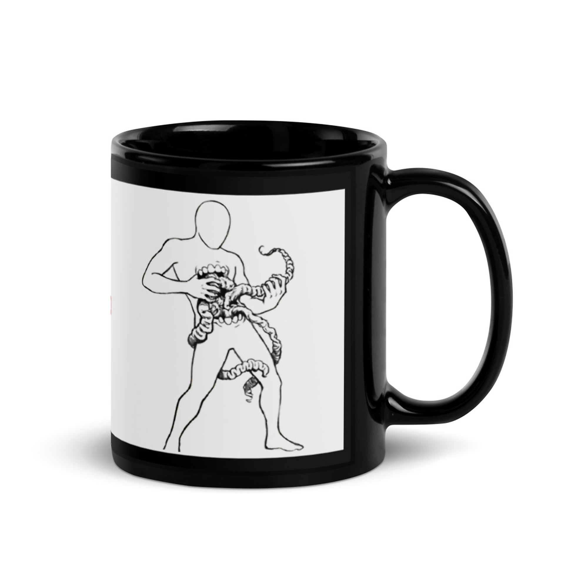 ILLTOCHILL Crohn's disease awareness and support gift Black Glossy Mug – Flat Handle on Right