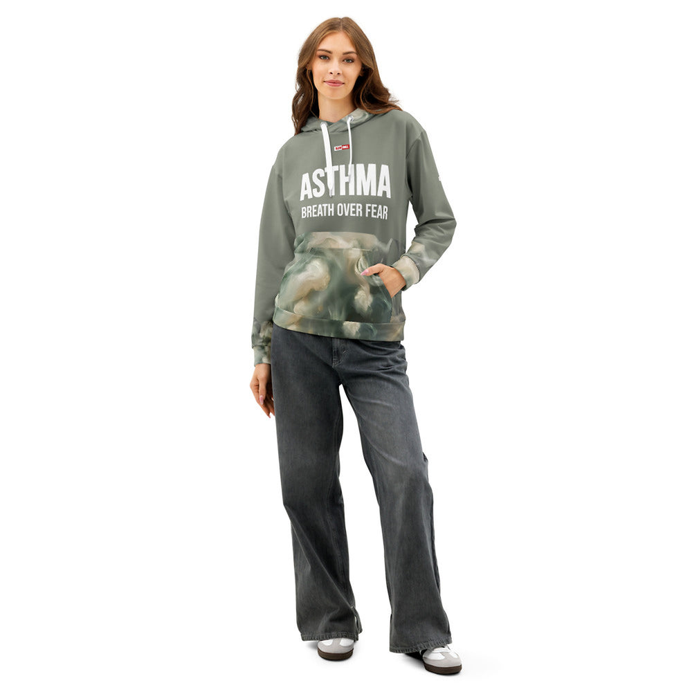 ILLTOCHILL Asthma awareness and support gift unisex cotton hoodie – Women's Front (White)