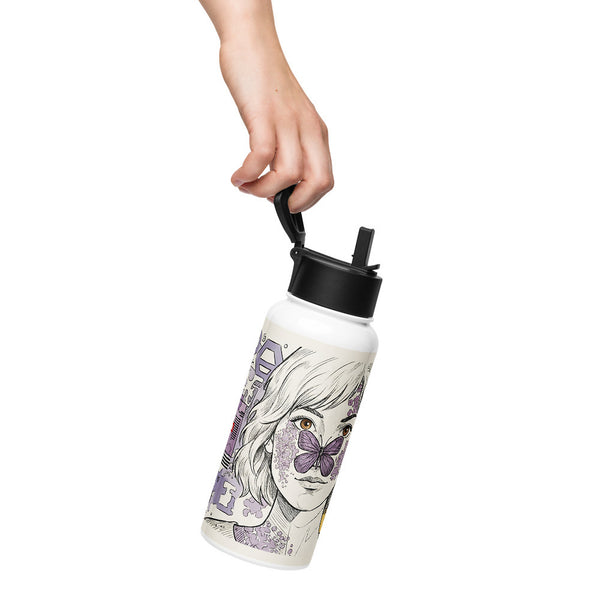 ILLTOCHILL Lupus awareness gift Stainless steel water bottle with a straw lid – Lifestyle Left