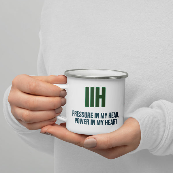 ILLTOCHILL IIH awareness Idiopathic Intracranial Hypertension support gift Enamel Mug – Lifestyle 7 Left