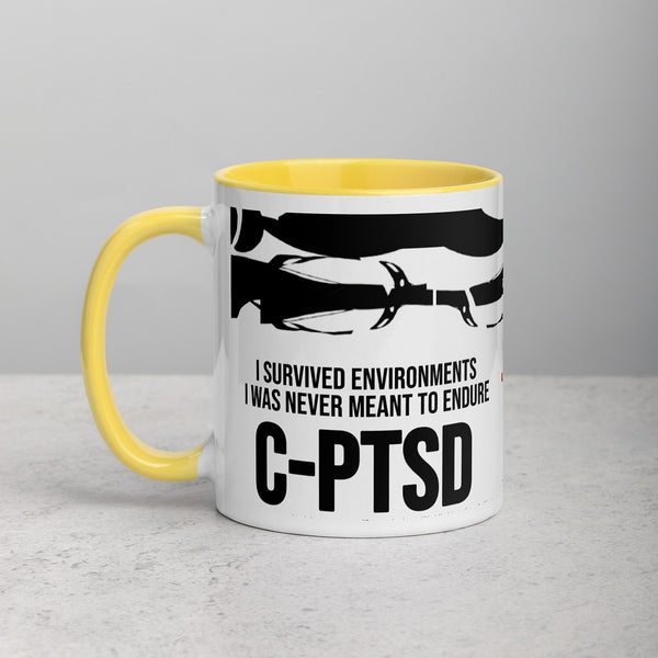 ILLTOCHILL CPTSD awareness Complex Post-Traumatic Stress disorder gift Mug with Color Inside – Lifestyle 2 Left