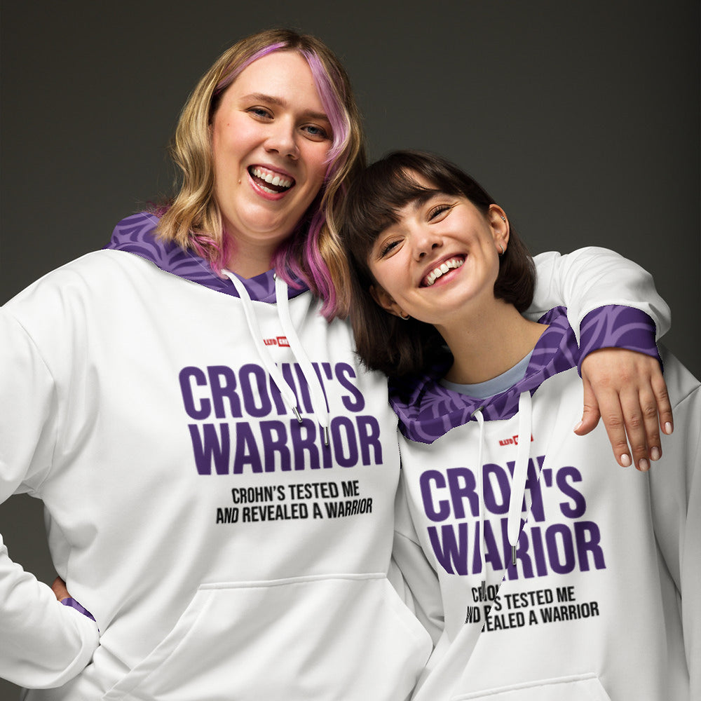 ILLTOCHILL Crohn's disease awareness and support gift heavyweight unisex hoodie – Couples Front (White)