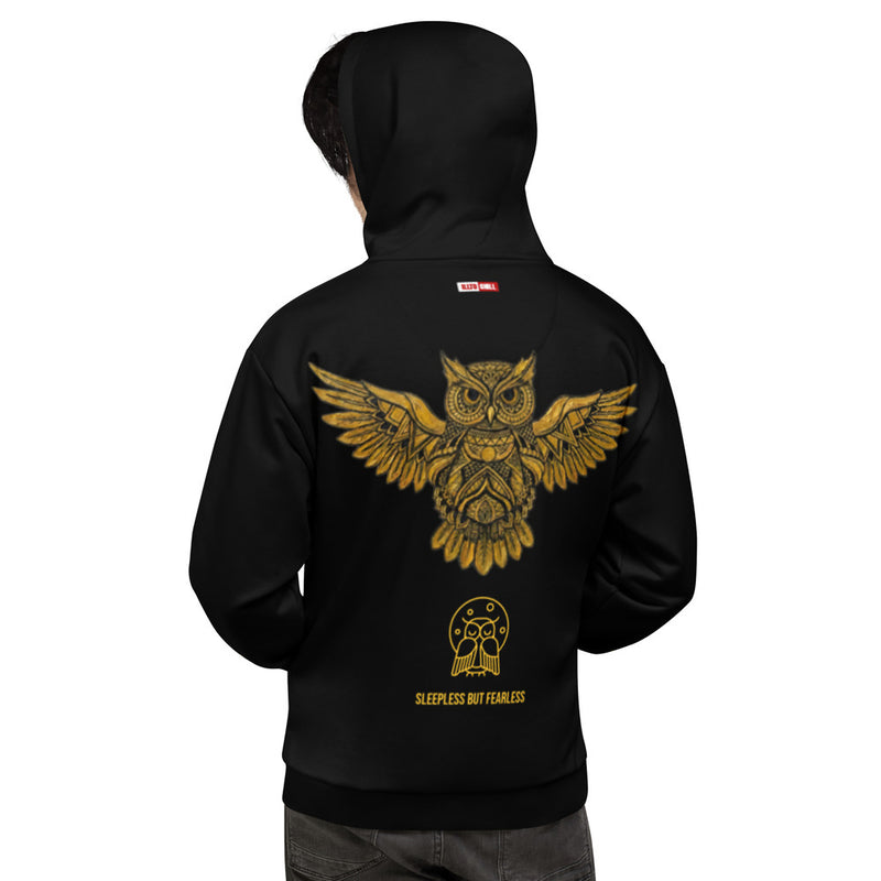 ILLTOCHILL Insomnia Night Owl Unisex heavyweight Hoodie – Men's Back (Black)
