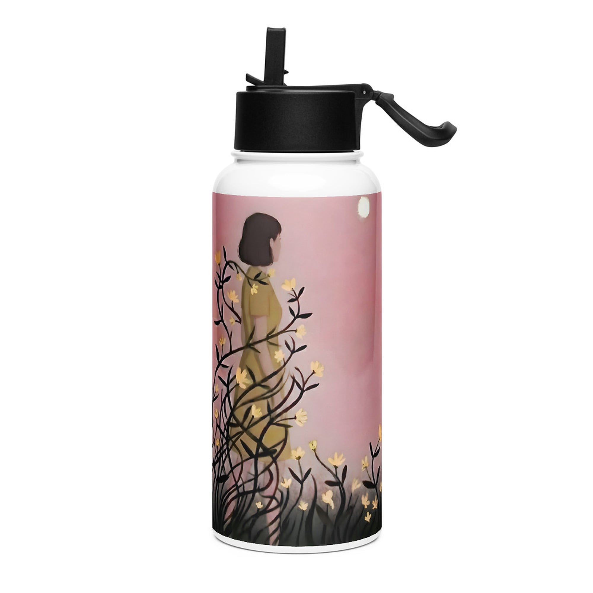 ILLTOCHILL Endometriosis awareness Endo warrior gift Stainless steel water bottle with a straw lid – Flat Left