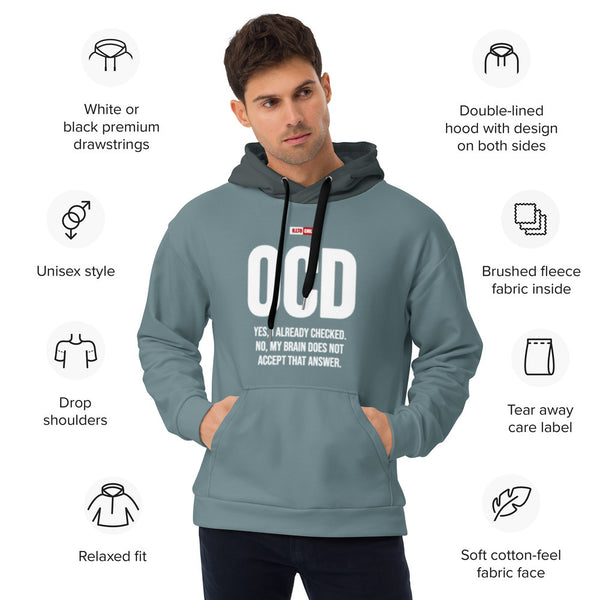 ILLTOCHILL OCD awareness Obsessive-Compulsive Disorder gift heavyweight Unisex Hoodie – Product specs Front (Black)