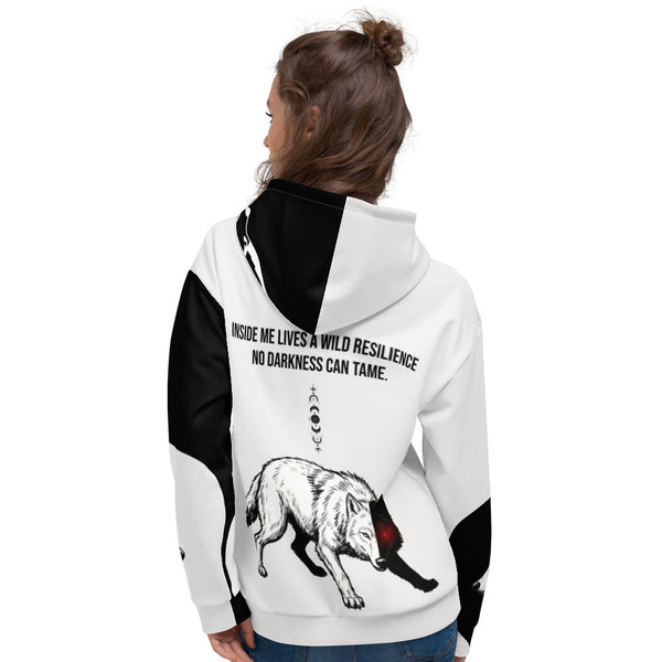 ILLTOCHILL Bipolar disorder gift heavyweight Unisex hoodie – Women's Back (White)