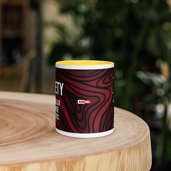 ILLTOCHILL Anxiety awareness gift Mug with Color Inside – Lifestyle 5 Front