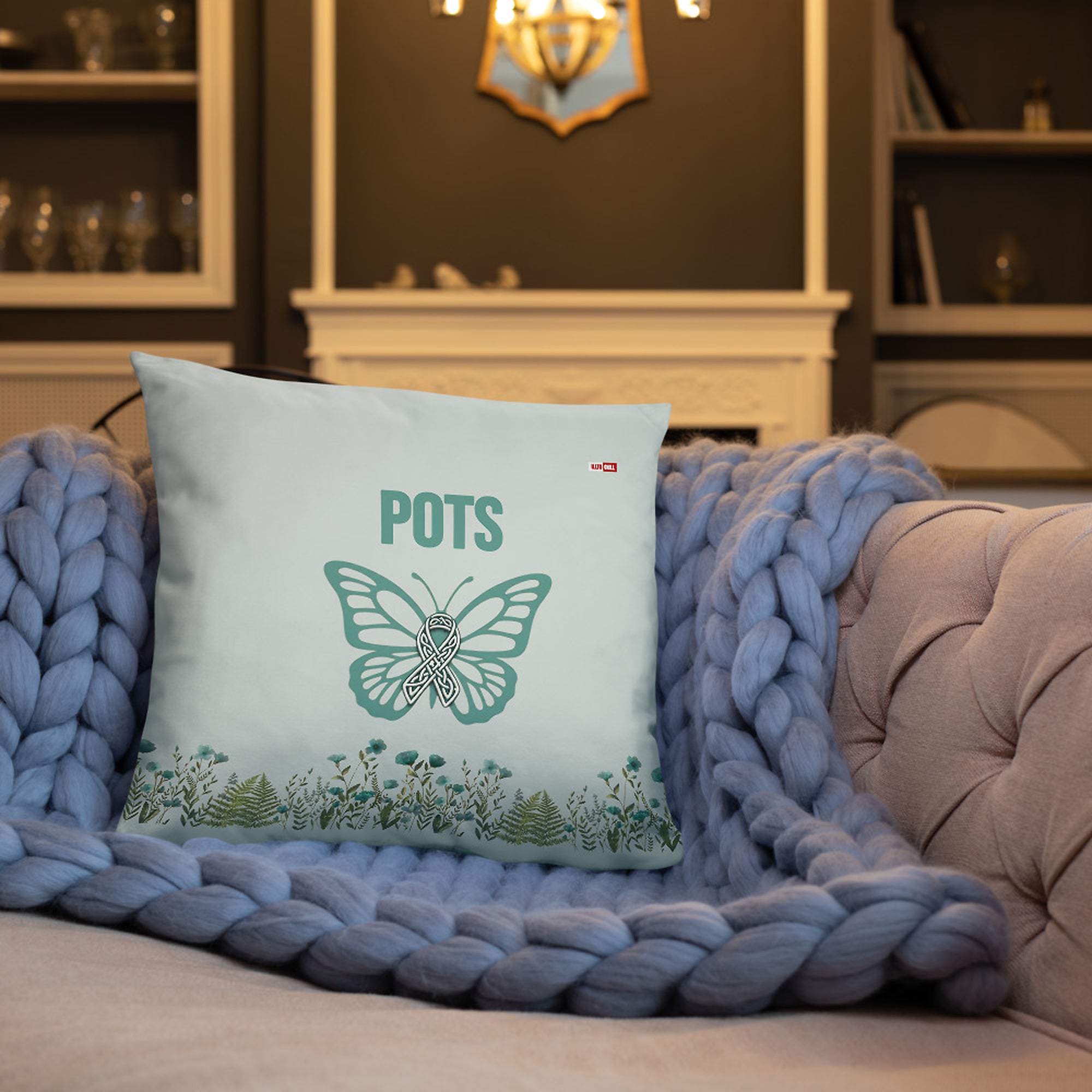 ILLTOCHILL POTS Awareness Pillow – Lifestyle Front Lifestyle 3 (Black)