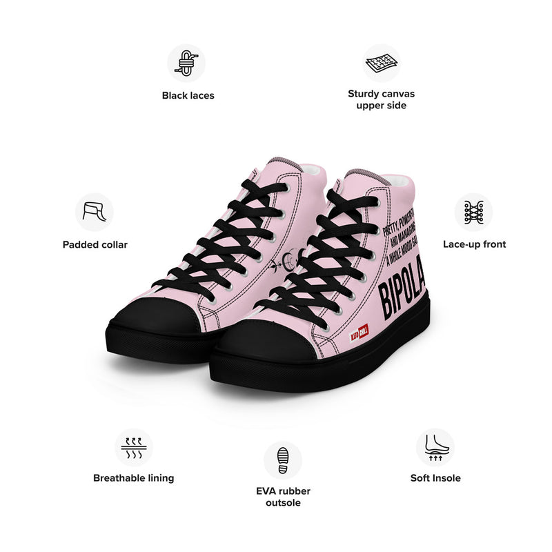 ILLTOCHILL Bipolar Support Women's High Top Shoes – Product specs Left Front (Bipolar Support Women's High Top Shoes)