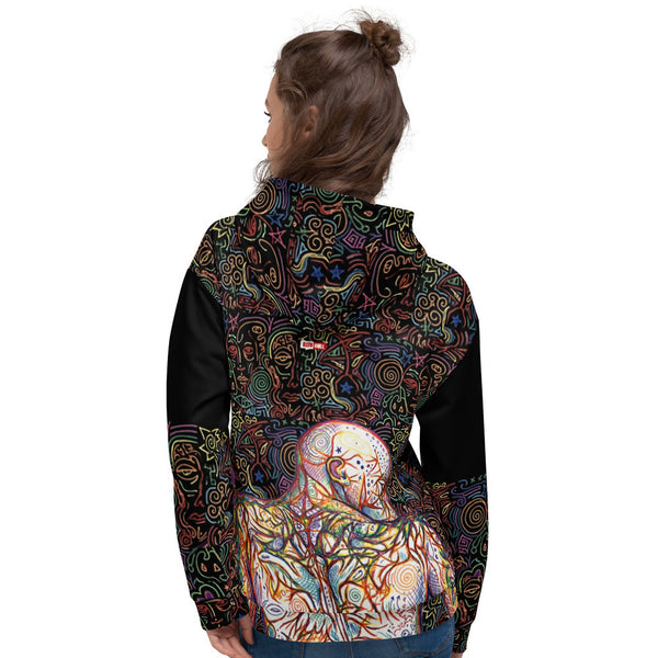 ILLTOCHILL Fibromyalgia awareness fibro gift heavyweight Unisex Hoodie – Women's Back (Black)