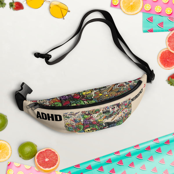 ILLTOCHILL ADHD Awareness Fanny Pack – Spring/summer vibes Front 2 (Black)
