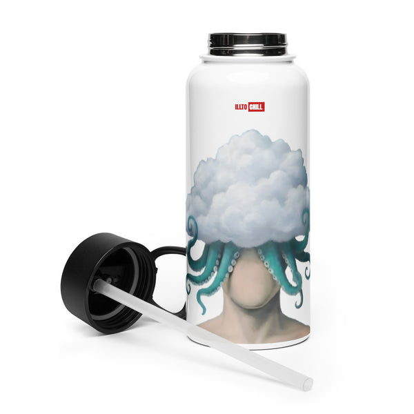 ILLTOCHILL OCD awareness Obsessive-Compulsive Disorder gift Stainless steel water bottle with a straw lid – Flat 2 Left