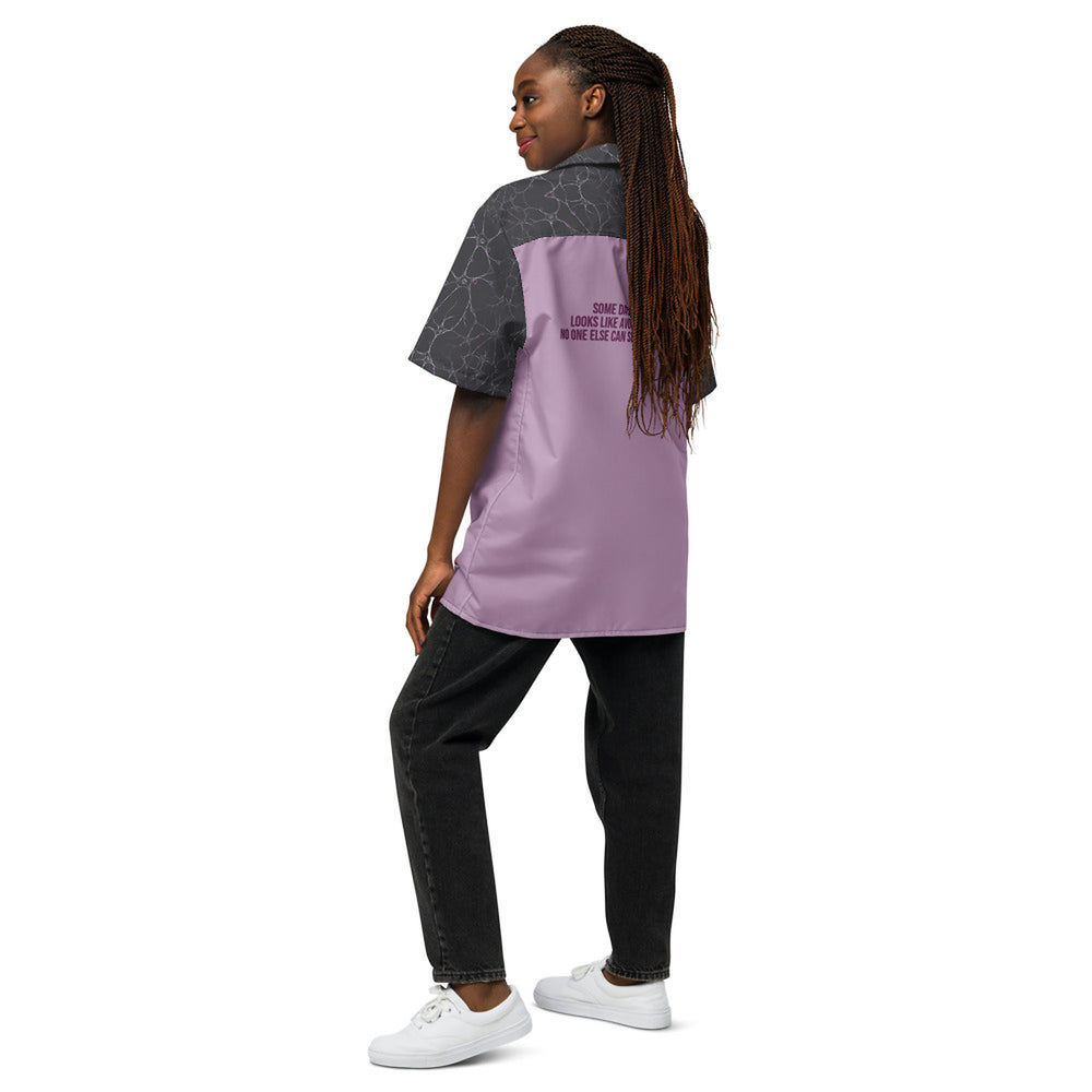 ILLTOCHILL MCAS awareness Mast cell activation syndrome Unisex button shirt – Women's Back (Black)