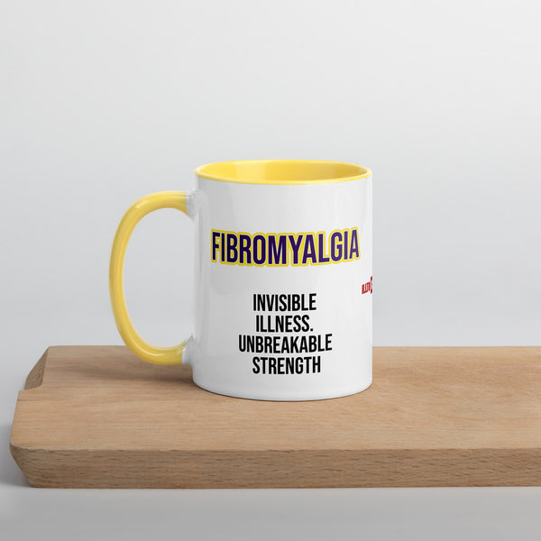 ILLTOCHILL Fibromyalgia awareness fibro gift Mug with Color Inside – Lifestyle Left