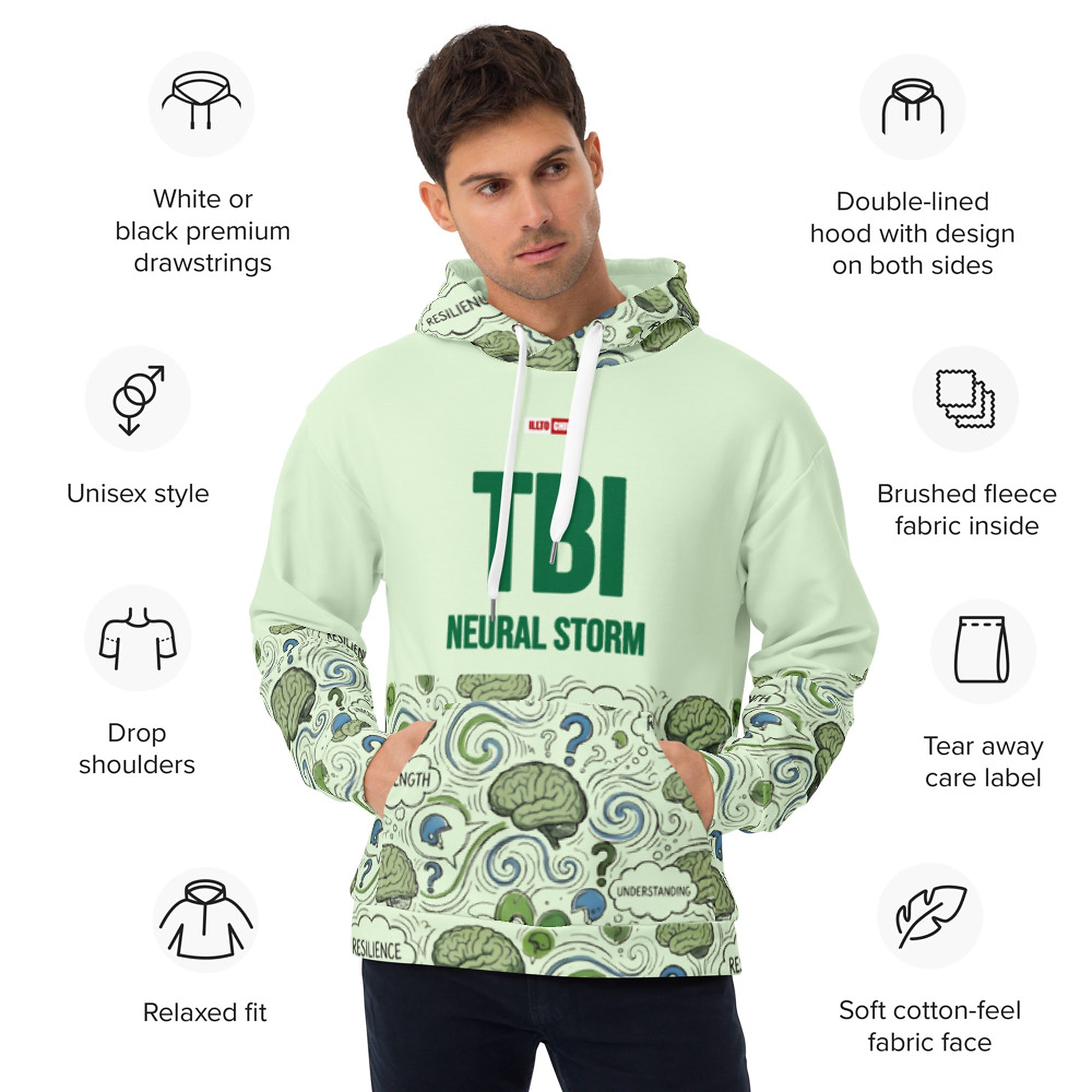 Heavy Mind Strong Soul TBI Unisex Heavyweight Hoodie ILLTOCHILL Warm Comfort