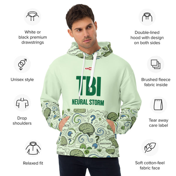 ILLTOCHILL TBI Traumatic brain injury support gift unisex heavyweight Hoodie – Product specs Front (White)