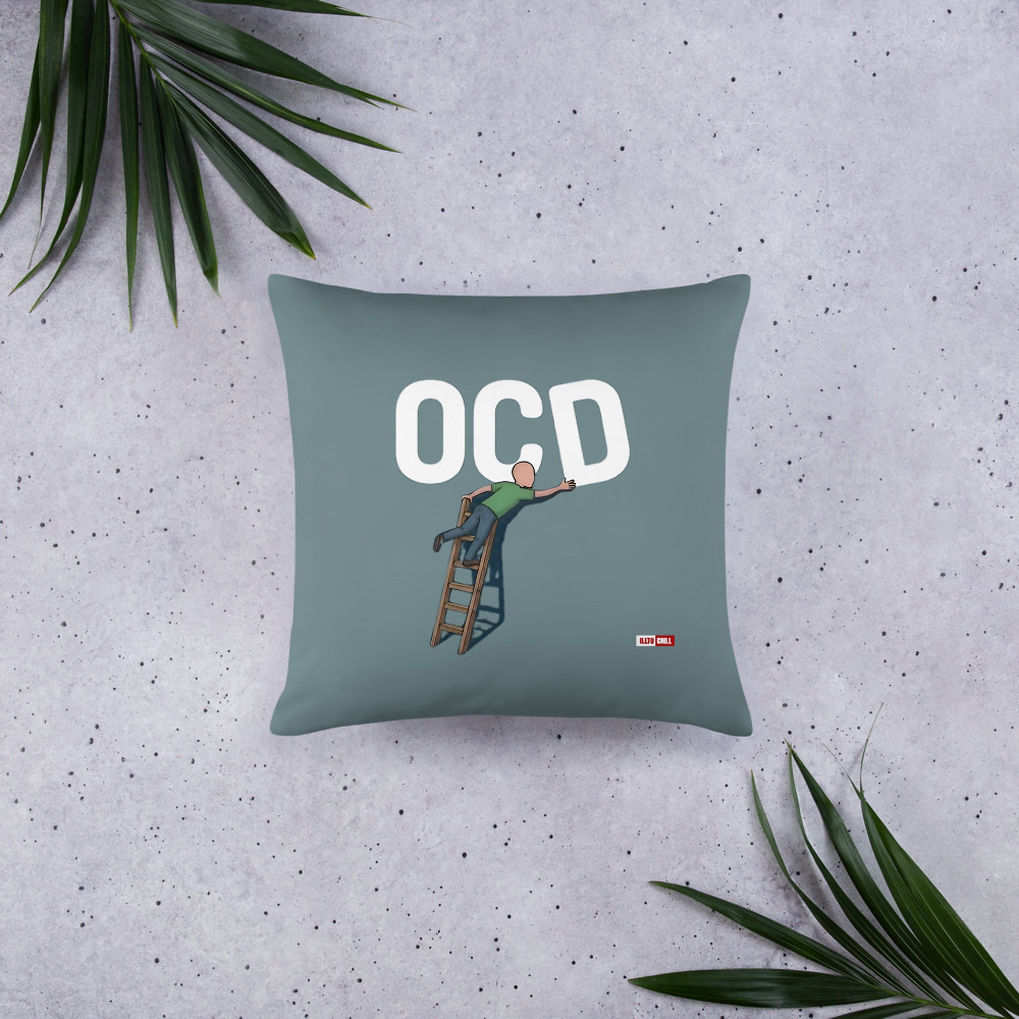 ILLTOCHILL OCD Awareness Pillow – Flat Lifestyle Front (Black)