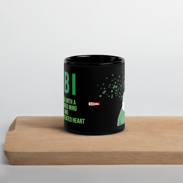 ILLTOCHILL TBI Traumatic brain injury support gift Black Glossy Mug – Lifestyle 3 Front