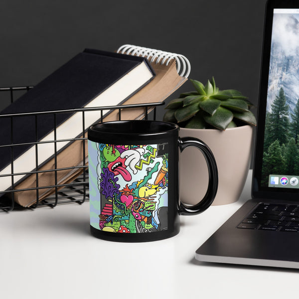 ILLTOCHILL Adhd Attention deficit awareness gift Black Glossy Mug – Lifestyle Handle on Right