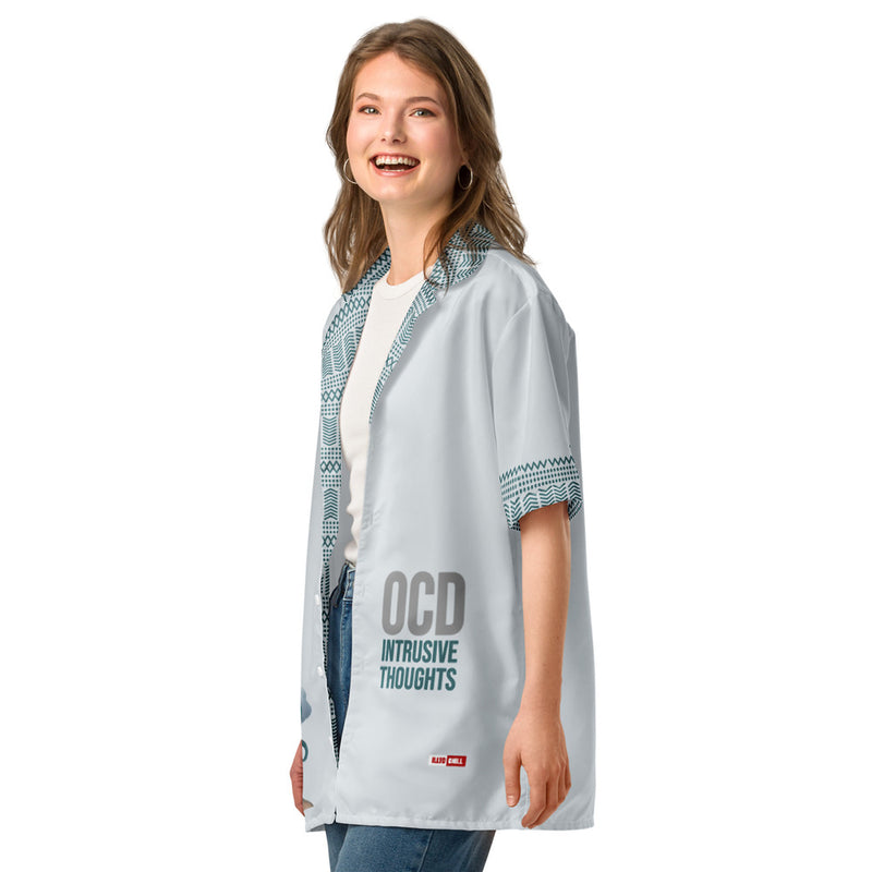 ILLTOCHILL OCD awareness Obsessive-Compulsive Disorder Unisex button shirt – Women's 2 Left Front (White)