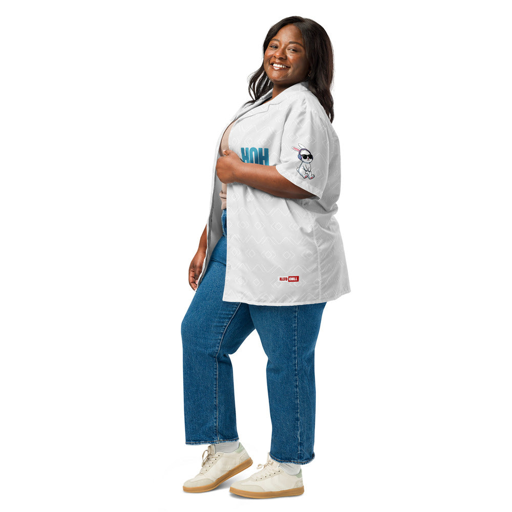 ILLTOCHILL Hard of Hearing awareness hearing impaired support Unisex button shirt – Women's 3 Left (White)