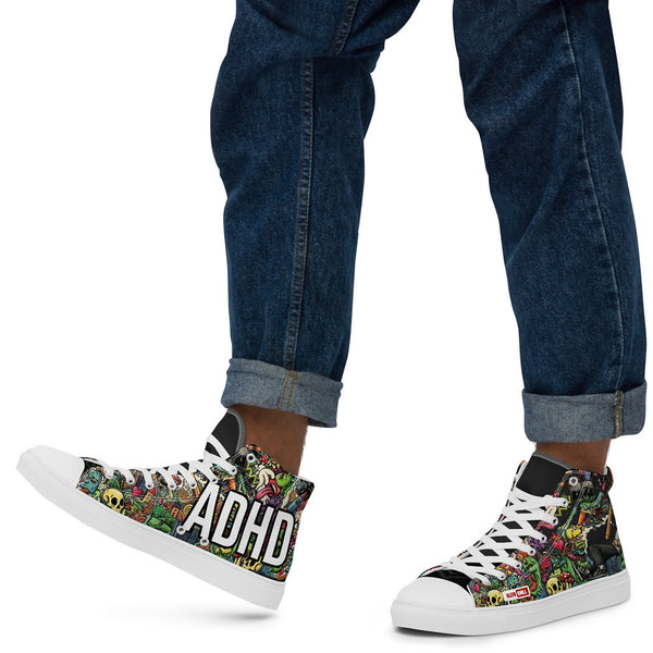 ILLTOCHILL Adhd Attention deficit awareness gift Men’s high top canvas shoes – Men's Lifestyle Left