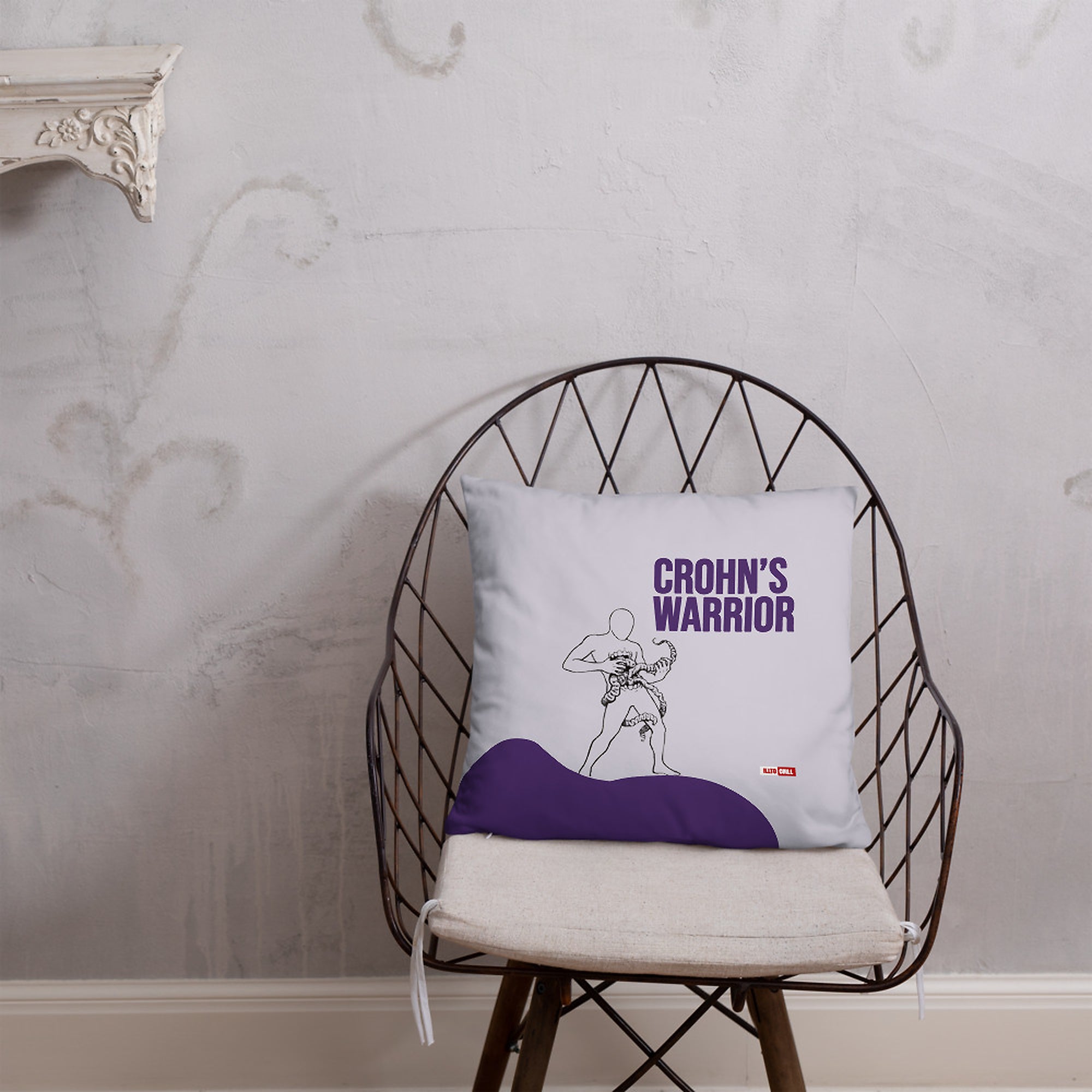 ILLTOCHILL Crohn's disease awareness and support gift Pillow – Lifestyle Front Lifestyle 1 (Black)