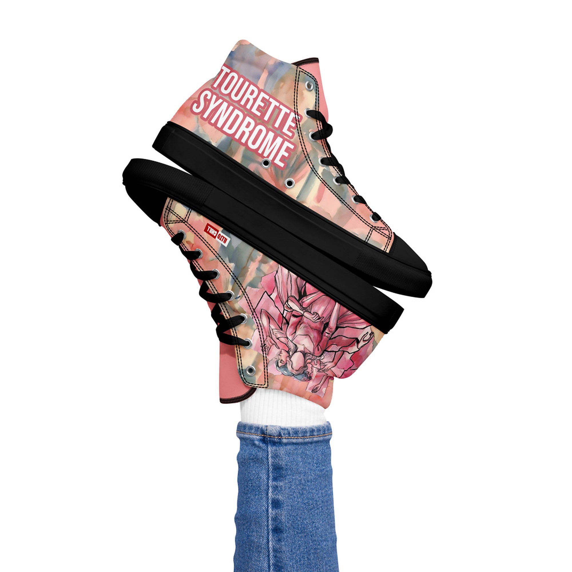 ILLTOCHILL Tourette's Syndrome Awareness Women's High Top Shoes – Women's Lifestyle 2 Left (Tourette's Syndrome Awareness Women's High Top Shoes)