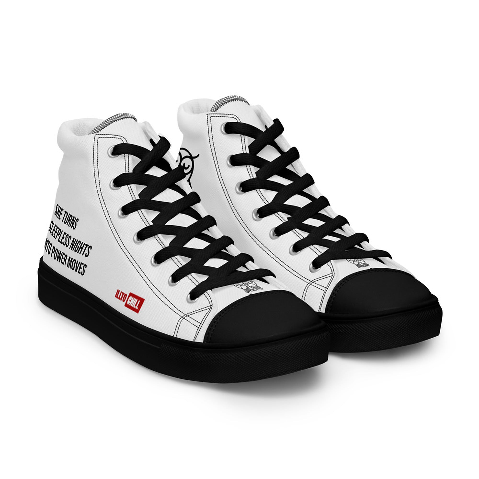 ILLTOCHILL Insomnia Awareness Women's High Top Shoes – Flat Right Front (Insomnia Awareness Women's High Top Shoes)