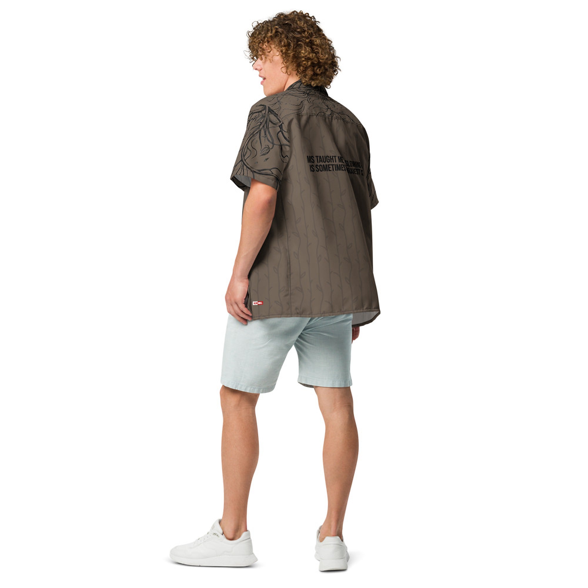 ILLTOCHILL MS Multiple Sclerosis awareness and support Unisex button shirt – Men's Back (Black)
