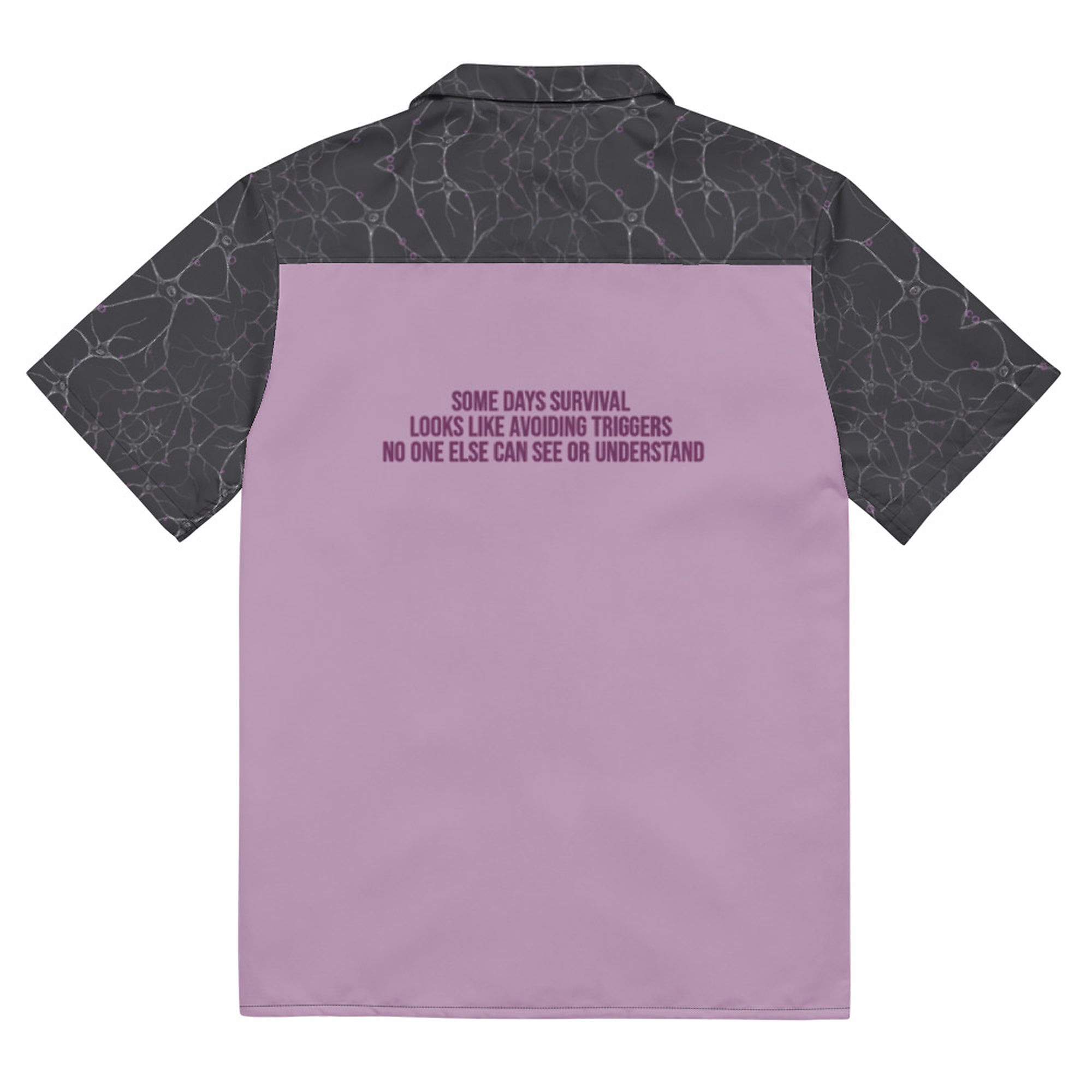ILLTOCHILL MCAS awareness Mast cell activation syndrome Unisex button shirt – Flat Back (Black)