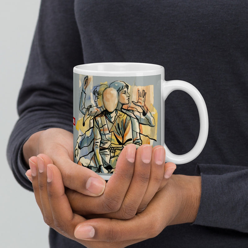 ILLTOCHILL Tourette syndrome awareness TS gift White glossy mug – Lifestyle 2 Handle on Right
