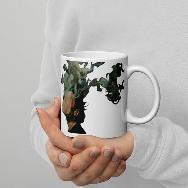 ILLTOCHILL Asthma awareness and support gift White glossy mug – Lifestyle 3 Handle on Right