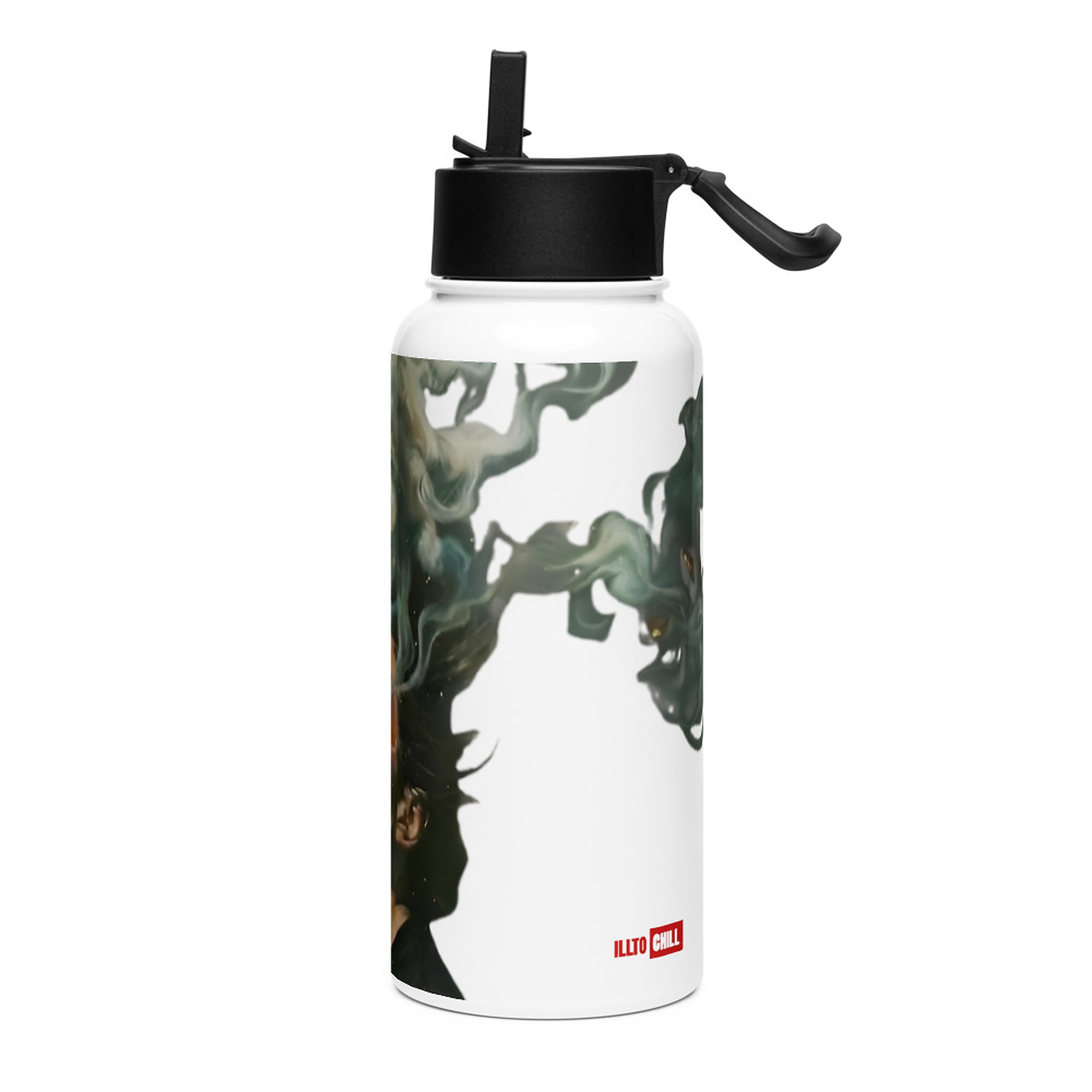 ILLTOCHILL Asthma awareness gift Stainless steel water bottle with a straw lid – Flat Left