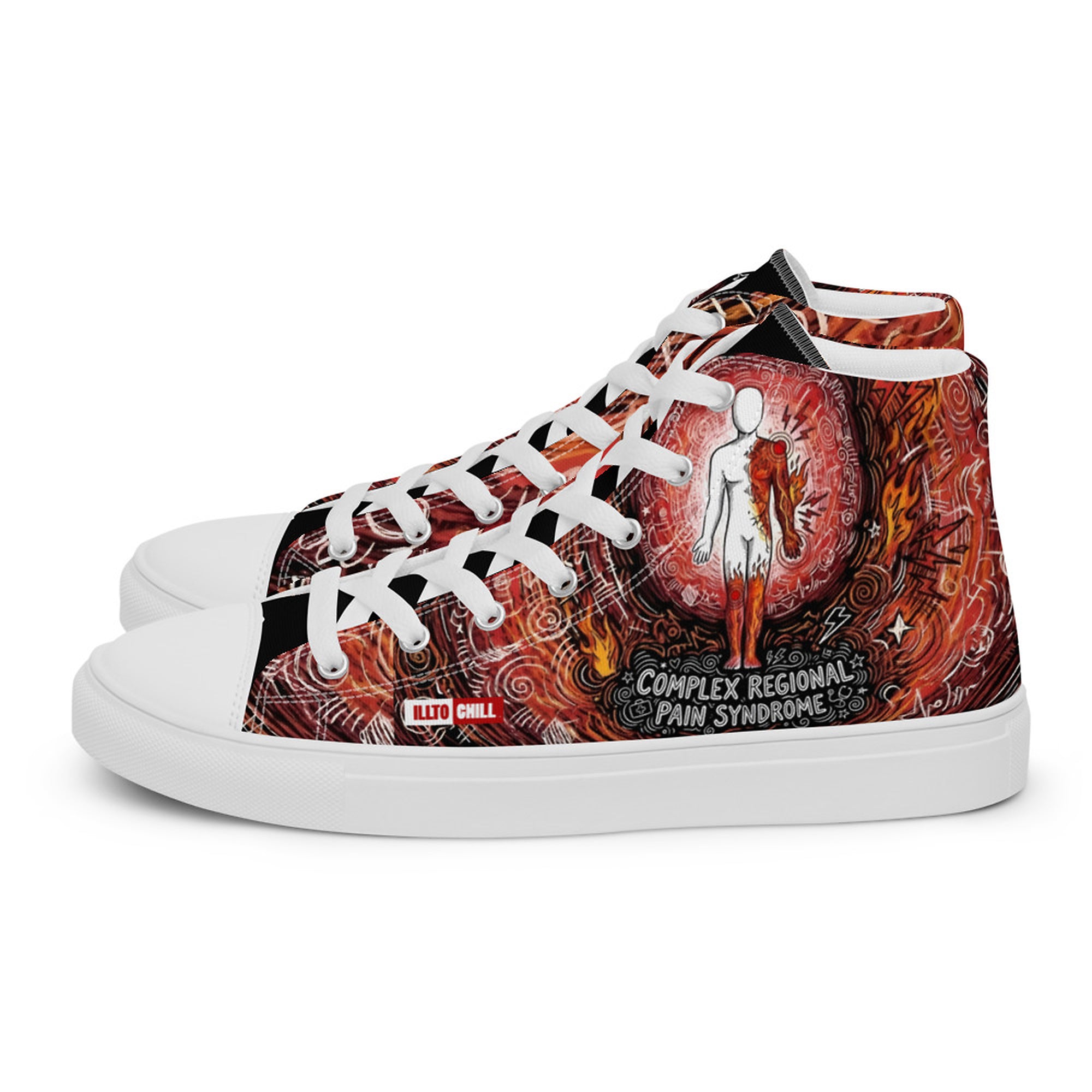 ILLTOCHILL CRPS Awareness and support gift men’s high top canvas shoes – Flat Left