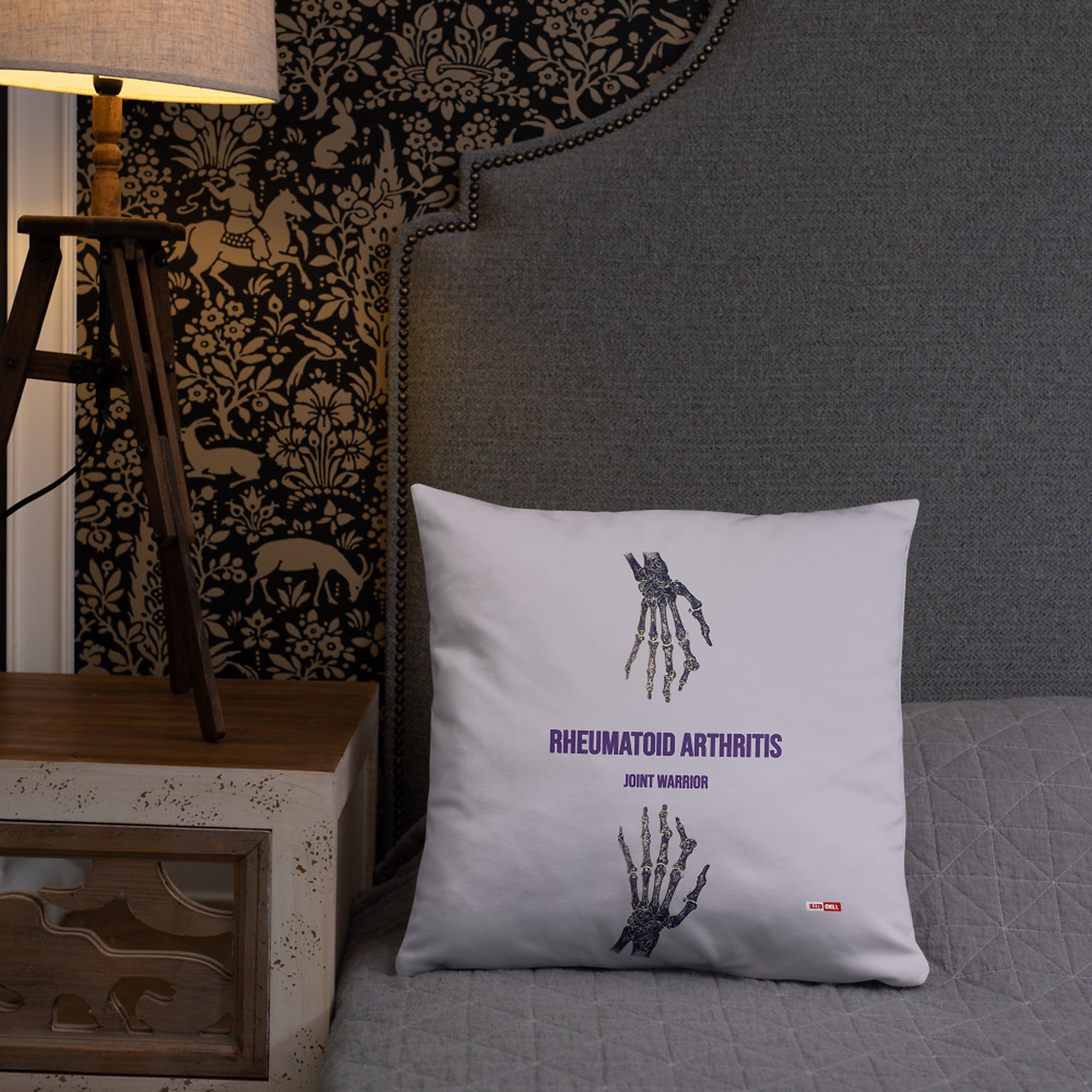 ILLTOCHILL RA awareness Rheumatoid Arthritis support gift Pillow – Lifestyle Front Lifestyle 2 (Black)