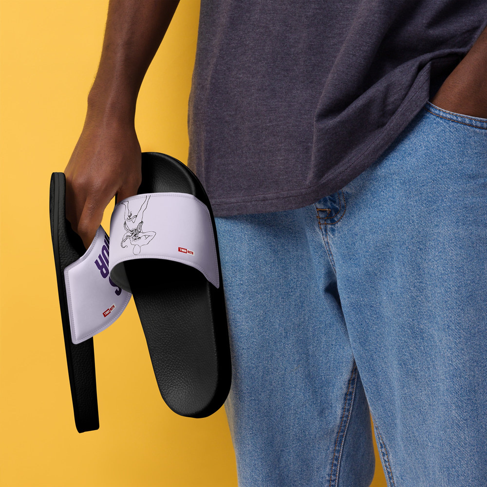 ILLTOCHILL Crohn's Disease Awareness Men's Slides – Men's Lifestyle 3 Left Front (Crohn's Disease Awareness Men's Slides)
