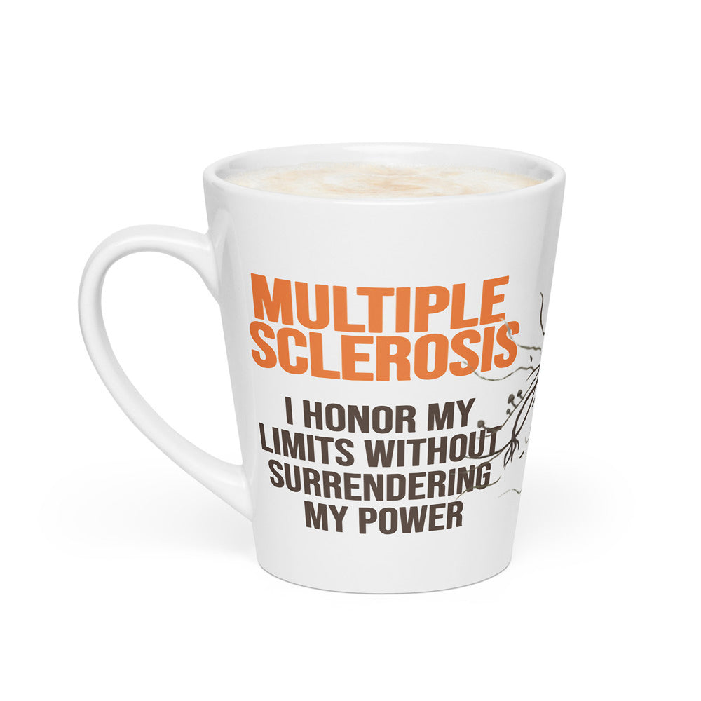 ILLTOCHILL MS awareness Multiple Sclerosis support gift Latte mug – Flat 2 Left