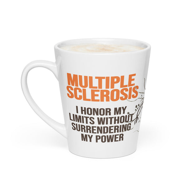 ILLTOCHILL MS awareness Multiple Sclerosis support gift Latte mug – Flat 2 Left