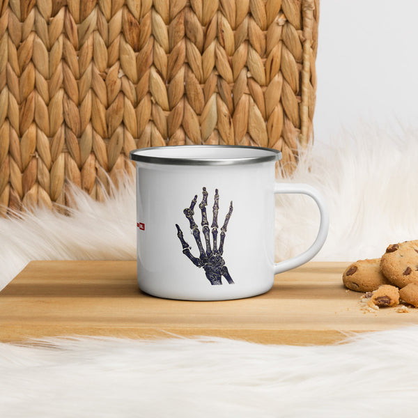 ILLTOCHILL RA awareness Rheumatoid Arthritis support gift Enamel Mug – Lifestyle 4 Right