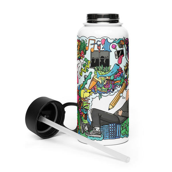 ILLTOCHILL Adhd Attention deficit awareness gift Stainless steel water bottle with a straw lid – Flat 2 Left