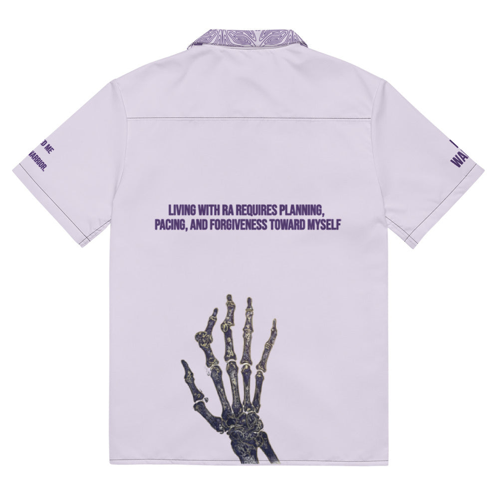 ILLTOCHILL RA awareness Rheumatoid Arthritis support Unisex button shirt – Flat Back (Black)