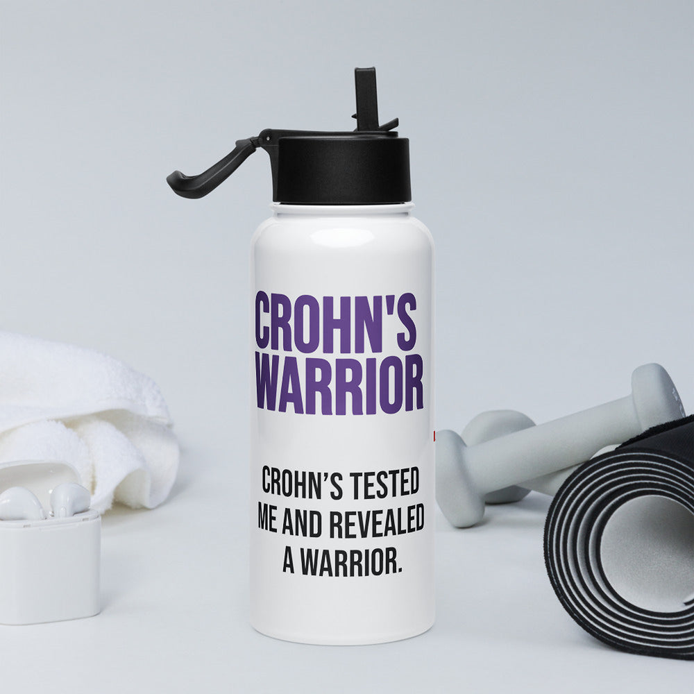 ILLTOCHILL Crohn's disease awareness gift Stainless steel water bottle with a straw lid – Lifestyle 2 Right