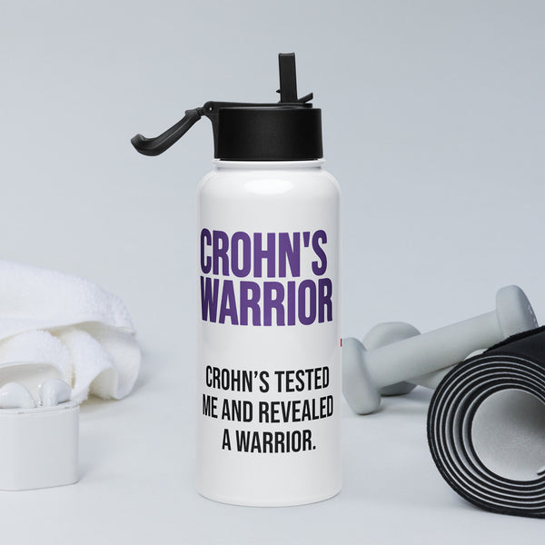 ILLTOCHILL Crohn's disease awareness gift Stainless steel water bottle with a straw lid – Lifestyle 2 Right