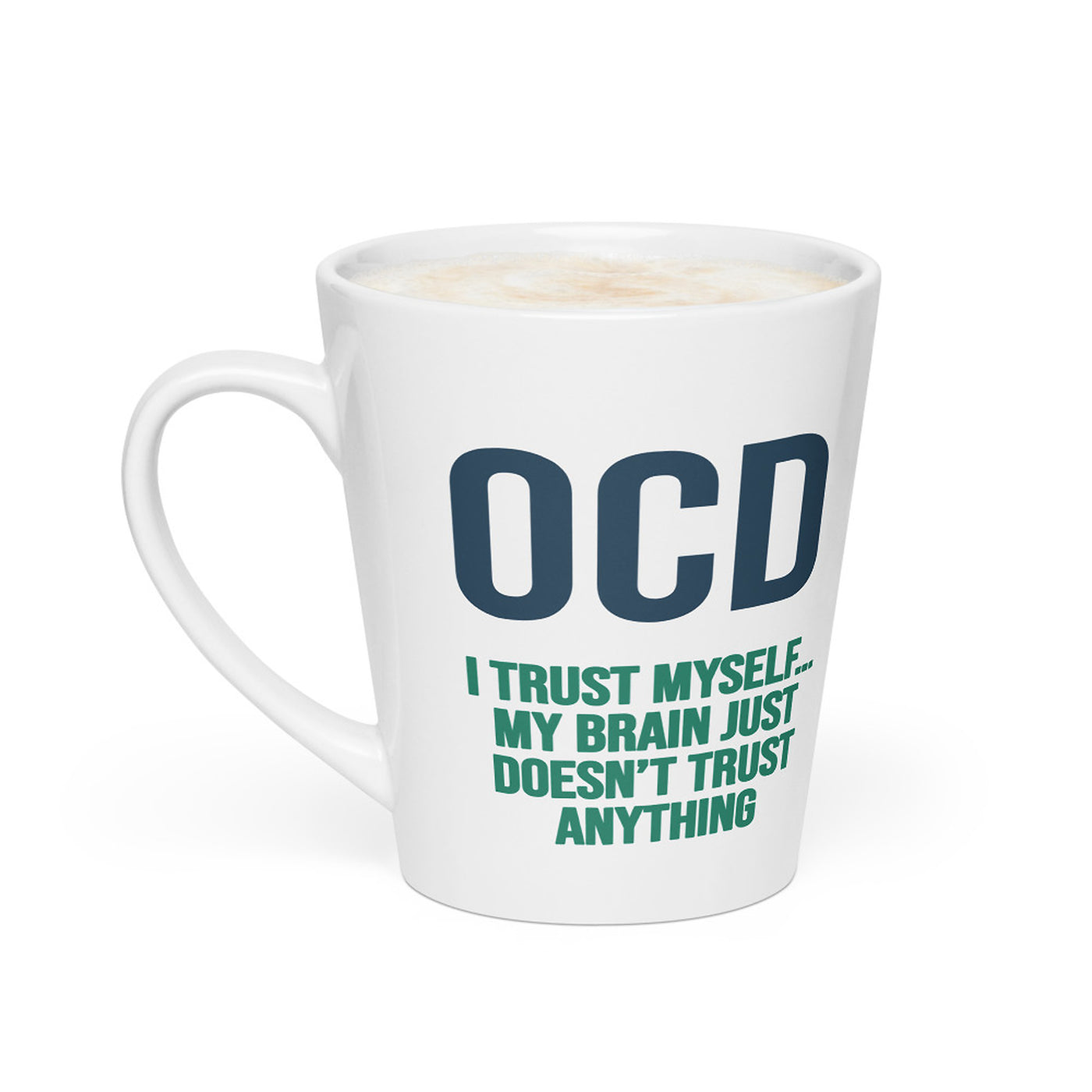 ILLTOCHILL OCD awareness Obsessive-Compulsive Disorder gift Latte mug – Flat 2 Left