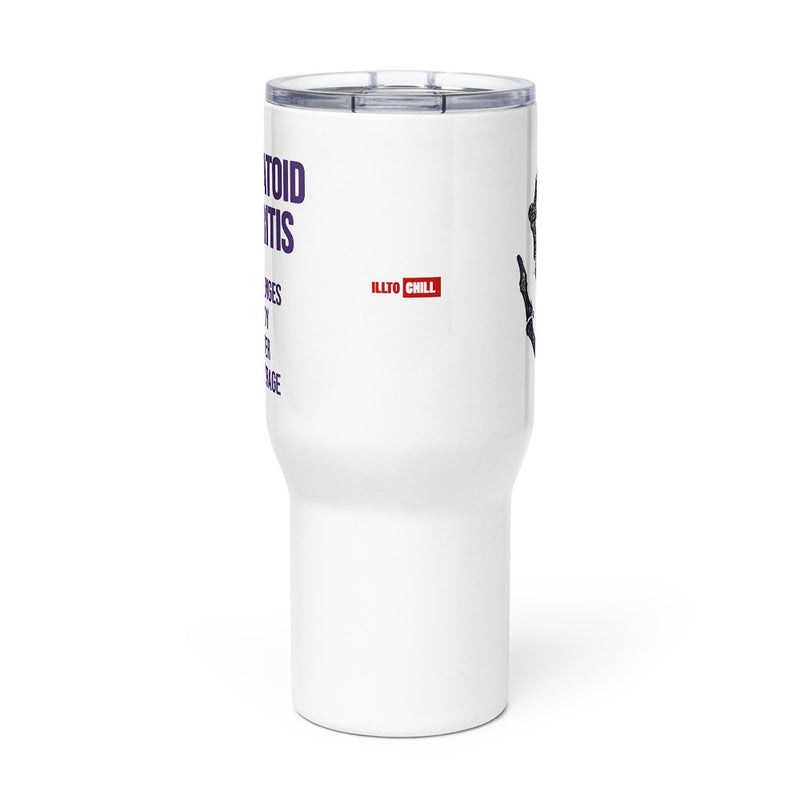 ILLTOCHILL RA awareness Rheumatoid Arthritis support gift Travel mug with a handle – Flat Front