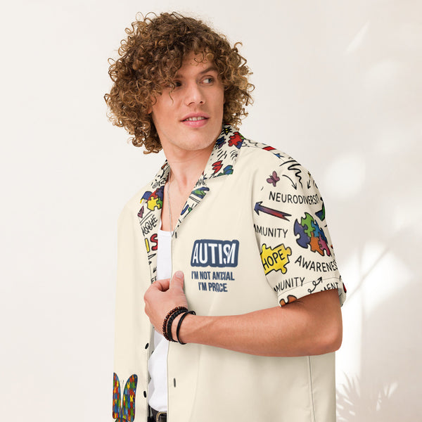 ILLTOCHILL Autism awareness and support Neurodiversity Unisex button shirt – Men's Lifestyle Front (Black)