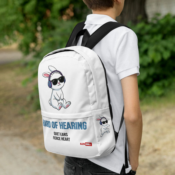 ILLTOCHILL Hard of Hearing Awareness Backpack – Lifestyle Right (Clear)