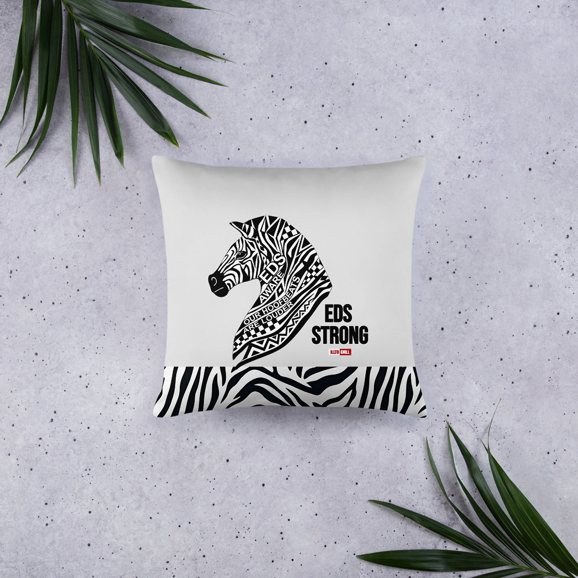ILLTOCHILL EDS Awareness Pillow – Flat Lifestyle Front (Black)