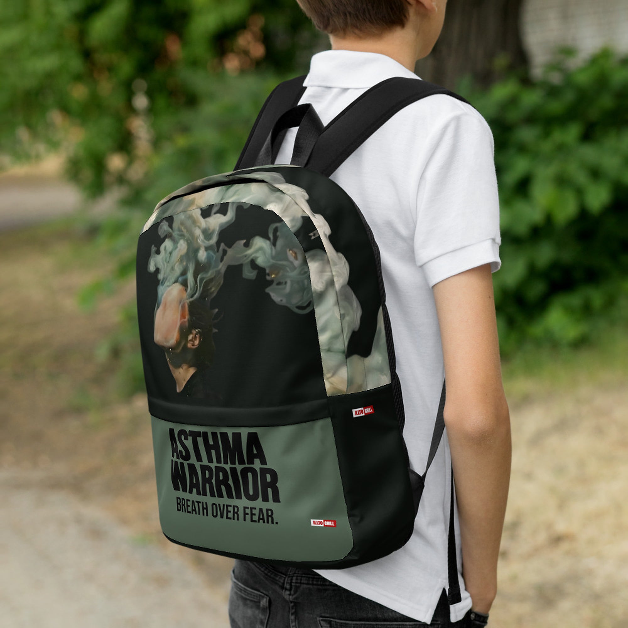 ILLTOCHILL Asthma Support Backpack – Lifestyle Right (Black)